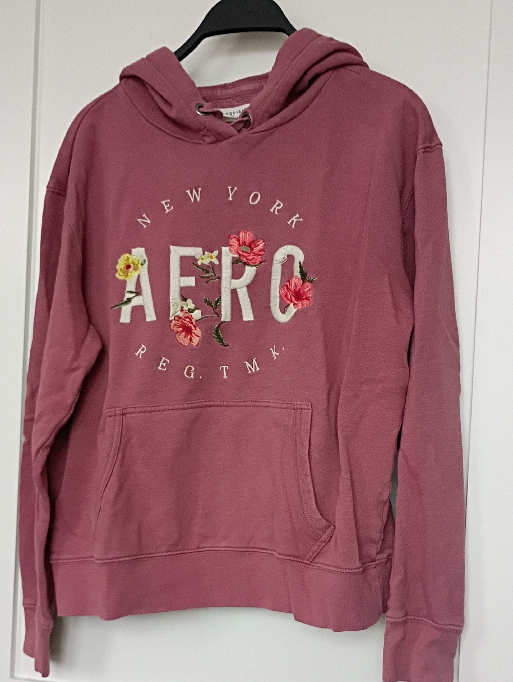 Aeropostale Dusty Rose Floral Logo Pullover Hoodie
